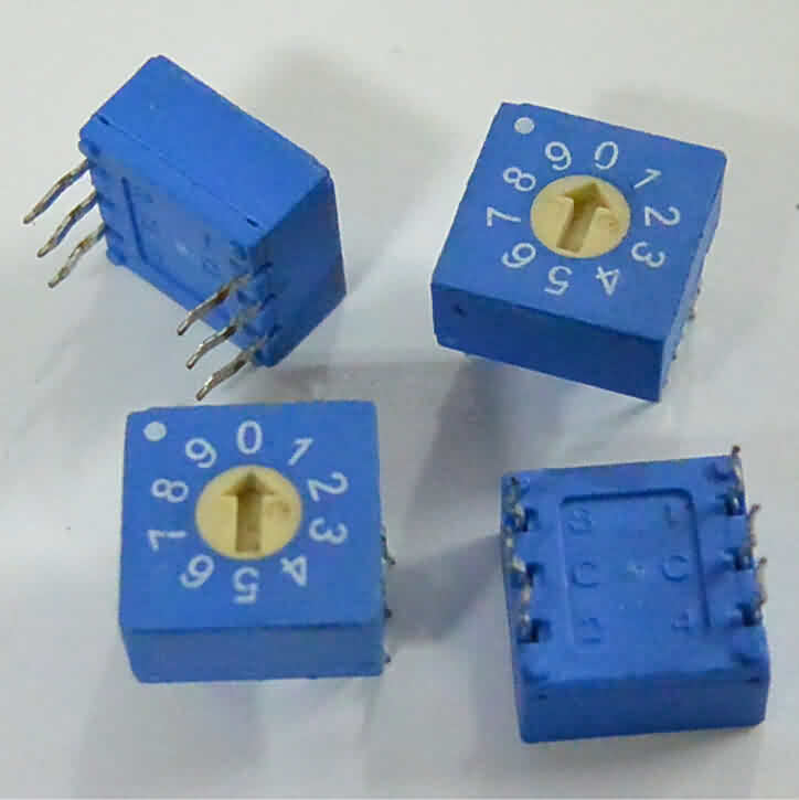 3:3 Through-hole Rotary / SMD DIP Switch - 10 Position Flat Type